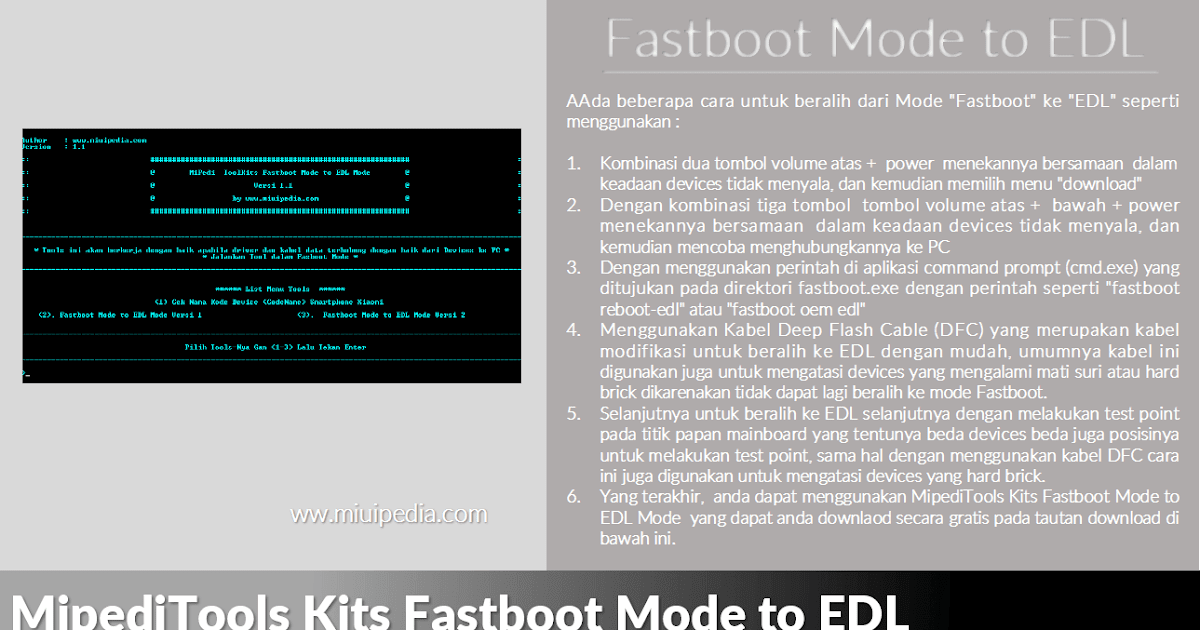 Download Fastboot Edl Redmi 3s. Cara Menggunakan MipediTools Kits Fastboot Mode to EDL