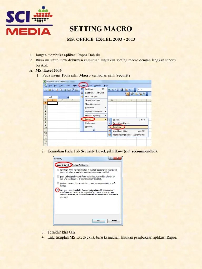 Mengaktifkan Macro Di Excel 2010. Setting-macro-excel-2003-2013