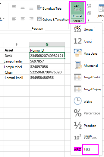 Cara Merubah Angka Menjadi Text Di Excel. Memformat angka sebagai teks