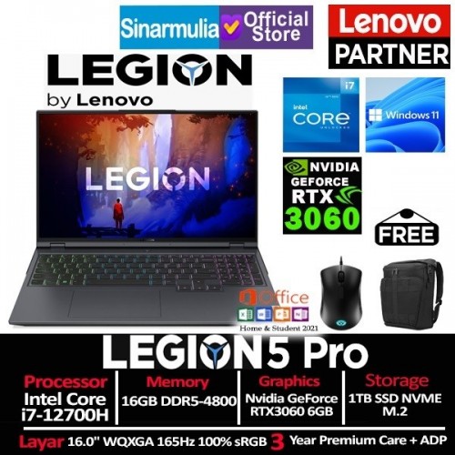 Spek Hp Lenovo Legion. Lenovo Legion 5i Pro i7-12700H RTX3060 1TB SSD 16GB 165Hz Windows11 + OHS